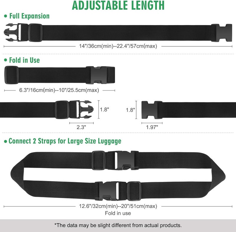 FLMITRA 2PCS 22 inch Add a Bag Luggage Straps for Suitcase, Adjustable Suitcase Strap, Travel Accessories Travel Attachment for Connecting Two Suitcases or Smaller Packages Together -Black - Image 3